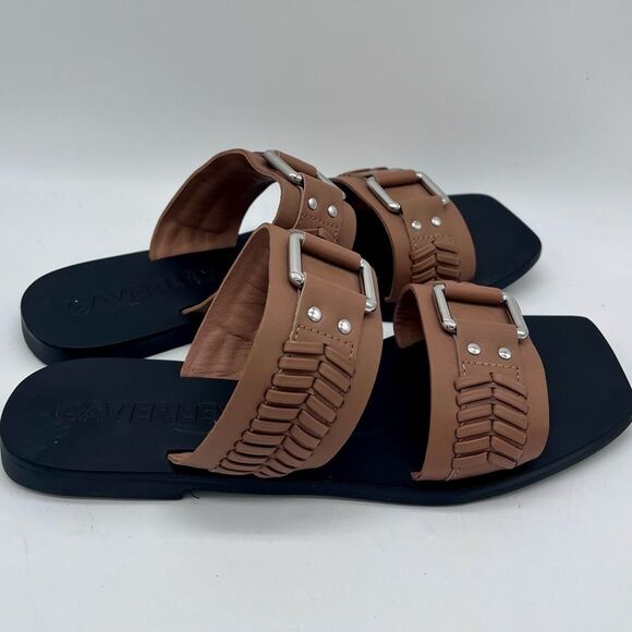 CAVERLEY Tabby Leather Slides in Tan Size 38 - Picture 2 of 7